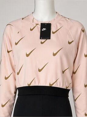 Nike White Silver Long Sleeve Crop Top
